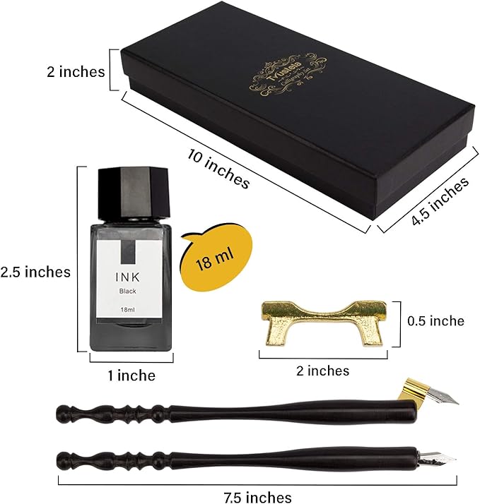 Trustela Calligraphy Set for Beginners — 19 Nibs, Oblique Pen Holder, Wooden Set