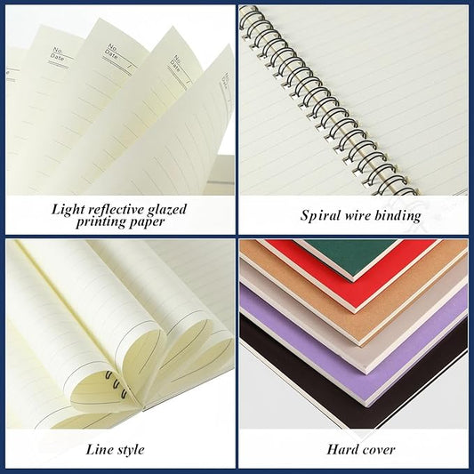 Leelosp 12 Pack Small Spiral Notebook A5 Lined College Ruled Spiral Journal Notebook 5.5 x 8.3 Inch Kraft Cover, 120 Pages for Work Students Office Business(Dark Color)