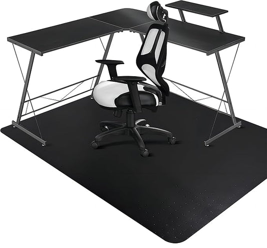 SALLOUS Chair Mat for Carpeted Floors, 46" x 60" Heavy Duty Chair Mat for Carpet, Vinyl Floor Mat with Grips, Carpeted Floor Protector Rolling Computer Desk Mat for Home Office (Black)
