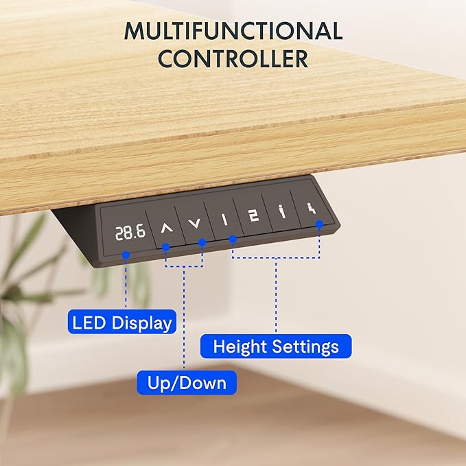 FLEXISPOT EN2 Whole-Piece Standing Desk with Clamp Power Strip, 48 x 24 Electric Height Adjustable Desk with Cable Management (White Frame + 48" Maple Top)