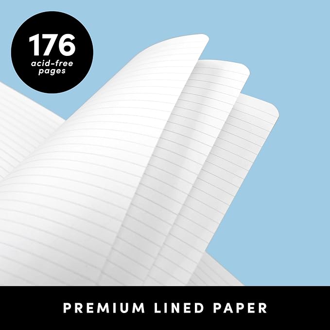 PAPERAGE Softcover Lined Journal Notebook (Black), 176 Pages, Large B5 College Ruled Notebook, 7.5 inches x 9.8 inches - 100 GSM Premium Paper, Soft Vegan Leather Journal for Home, Work & School