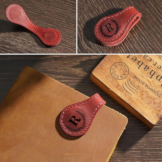 Personalized Magnetic Leather Bookmark, 26 Letters Custom Bookmarks, Handmade, Leather Magnetic Bookmark for Book Lovers Readers Women Kid(Blue，A