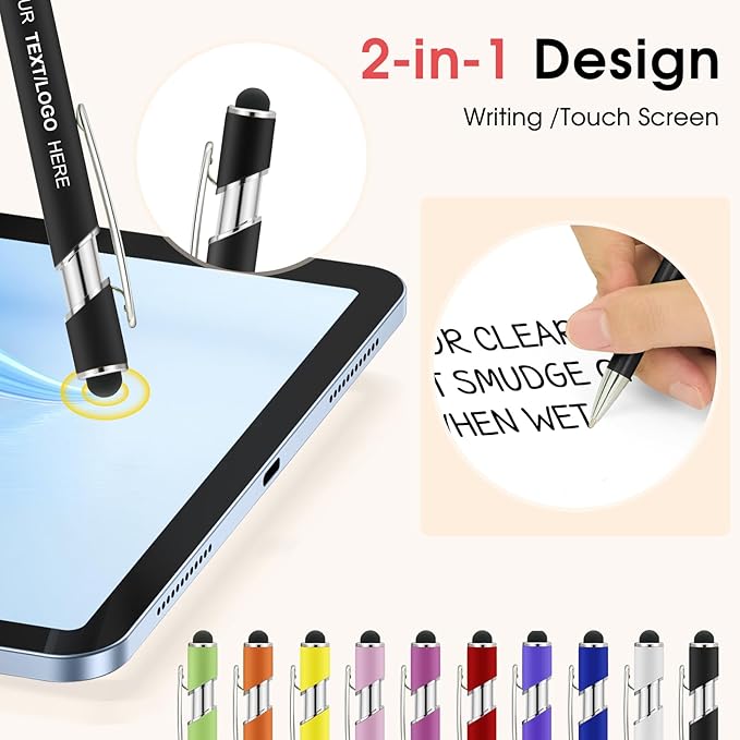 ENOMY Personalized Pens Bulk Free Engraved with Logo/Name/Message Black Ink Custom Pens Customized Stylus Ballpoint Pens Ideal Gifts for Business Anniversary (20)