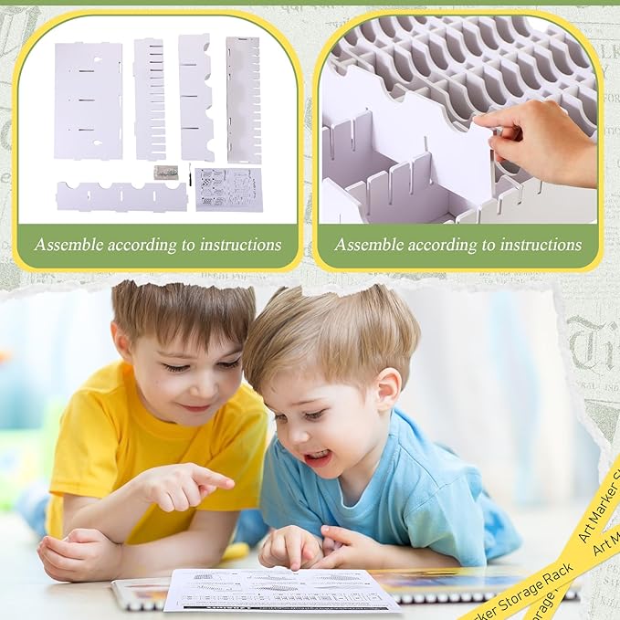 Sunnychicc 2 Pack 60 Grids Ink Pad Storage Holder Stamp Organizer, Ink Pad Stamp Holder Storage Rack for Home Office Crafts School Supplies, White