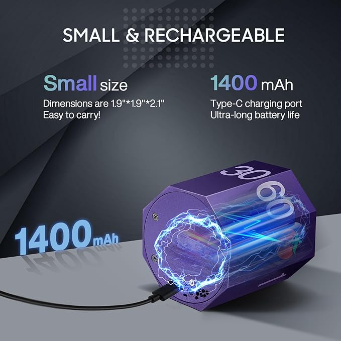 Digital Pomodoro Timer,Frosted Metal Productivity Cube Timer,1.8 in LED Digital Large Screen and Auto-Rotating Display,1/3/5/10/25/30/60min&Custom Time, Silent & Alarm,for Office, Study, Work(Purple)