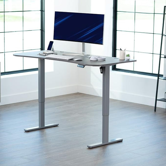 VIVO Electric 63 x 32 in Standing Desk, Memory Height Adjustment, 1B Series, Holds 220 lbs, Dark Gray Top Gray Frame, DESK-KIT-1G1G