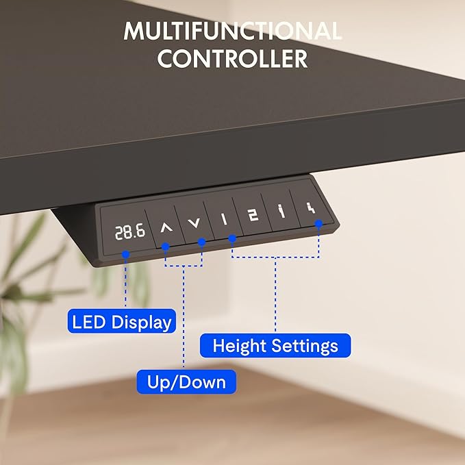 FLEXISPOT EN2 Whole-Piece Standing Desk with Clamp Power Strip, 40 x 24'' Electric Stand Up Height Adjustable Desk with Cable Management (Black Frame + 40" Black Top)
