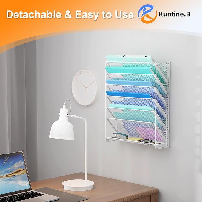 Kuntine.B Wall File Organizer — 7-Tier, White