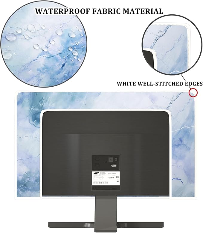 Baocicco Fashion Haze Blue Marble Screen TV Cover Cover 45, 46, 47, 48 Inch Waterproof Full Body Covers for TV Display Screen Weatherproof Television Sleeve Compatible with Television LED LCD OLED TV