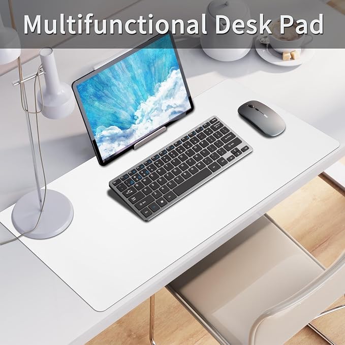 Bloss White Desk Mat (White, 27.6x13.8Inches)