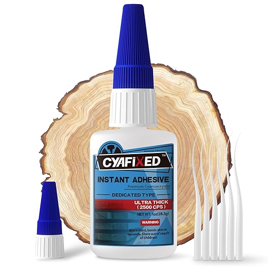 CYAFIXED Professional Grade Cyanoacrylate Super Glue, Ultra Thick Viscosity CA Glue for Woodworking, 1 oz. (28.3 Grams) - Instant Adhesive for Woodworking, Gap Filling, Heavy Duty Wood Bonding