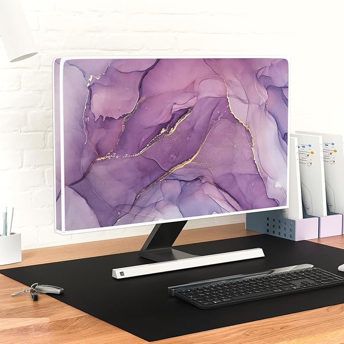 Baocicco Fashion Violet Marble Waterproof TV Dust Cover 58, 59, 60 Inch Anti-Static Dustproof Creative Design TV Screen Cover TV Screen Covers Sleeve Compatible with PC Desktop and TV LED LCD OLED