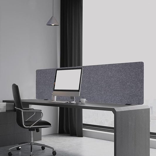 Clamp-on 60" x 24" Desk Divider Privacy Panel for Office Privacy Sound Absorbing Screen Acoustic Partition Divider Stand Up Desktop Divider Portable Cubicle Panel, Grey