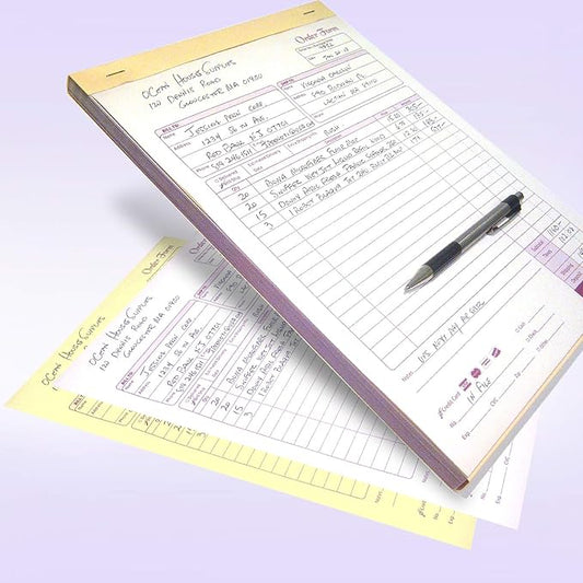 NextDayLabels - NCR Carbonless Order Forms, Bound Wraparound Cover, White/Canary, 50 Sets per Book. (8-1/2 x 11" - 2 Part)
