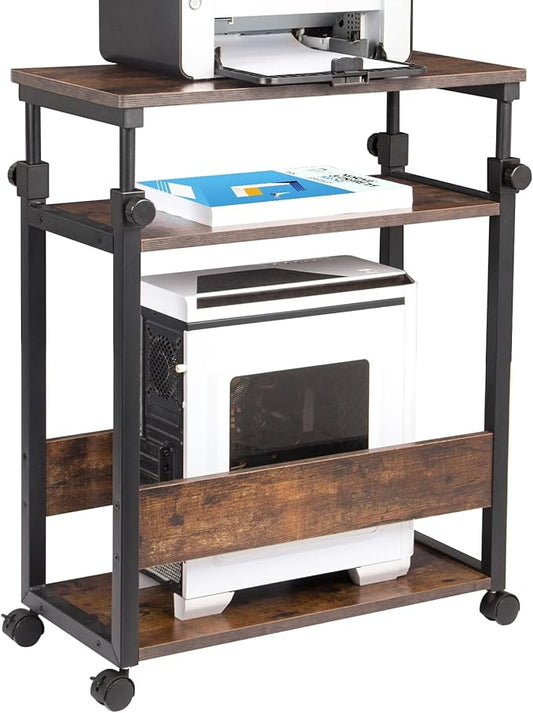 TooCust Height Adjustable Computer Tower Stand, Computer & Machine Carts, PC Tower Stand, Printer Stands with Wheels, 24" W x 12" D x 23"-38" H, Holds Up to 132 lbs (Fits Tower Lower Than 19")
