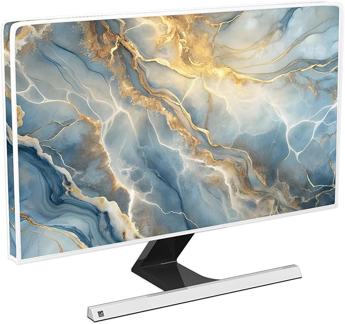 Baocicco Gold Blue Waterproof Screen TV Cover 45, 46, 47, 48 Inch Modern Full Body Covers for Television Screen Panel Case TV Sleeve Compatible with Television LCD LED PC, Desktop and Home TV