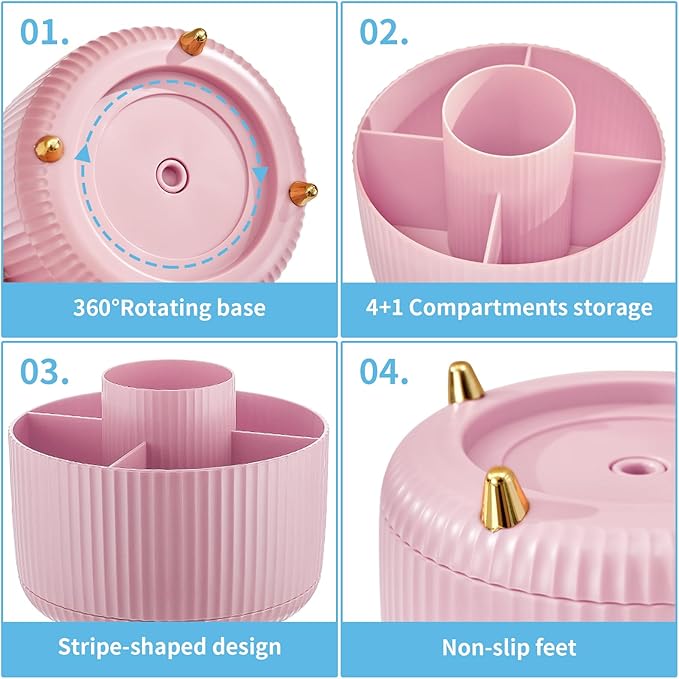 Marbrasse Mesh Desk Organizer Pen Holder — Pink