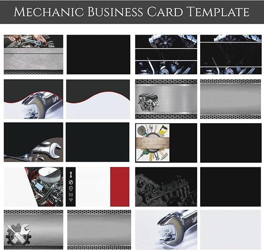 Custom Business Cards Personalized Business Cards for Small Business 300gsm Matte Paper Front & Back Sides Printed 3.5" x 2" - Mechanic Template