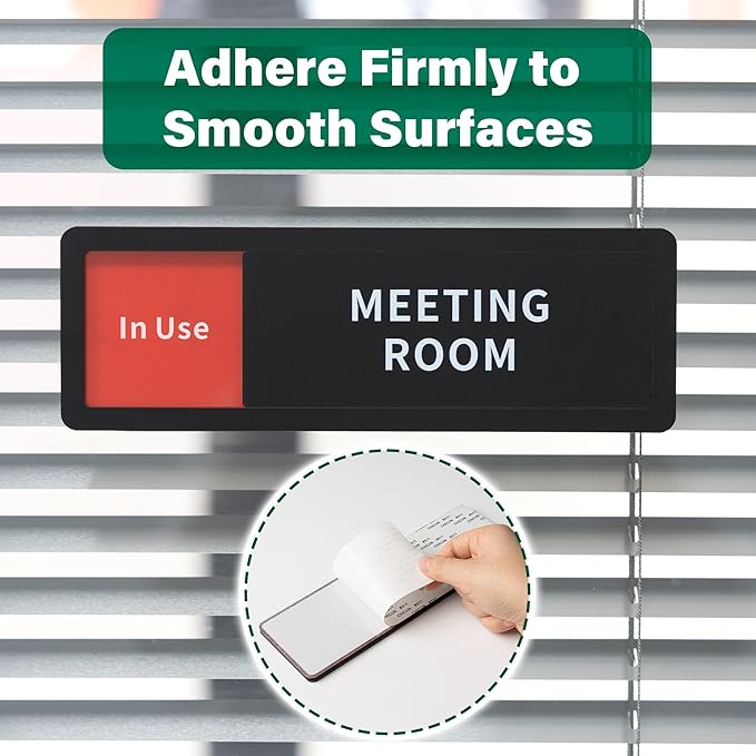 Conference Room Office Door Sign Do Not Disturb,Versatile In-Use/Available Slider Sign for Business Home, Meeting Vacant Occupied Privacy Room Sign,Frosted Black 8" x 2.6"