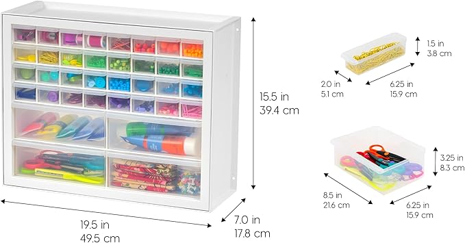 IRIS USA Screw Tool Organizer Small Parts Cabinet Chest, 36-Drawer Hardware Electronics Nuts Bolts Storage Drawers Organization Toolbox Garage Craft Business Teacher Beads Scrapbook Art Hobby - White