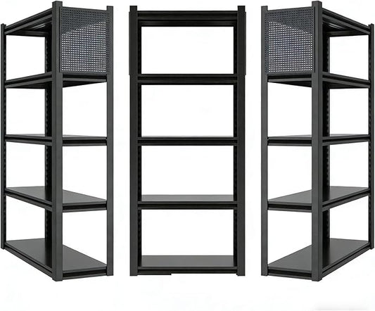 PLMFJQK 3 Sets Storage Shelves with Pegboard,72“*48" Wide 24”Heavy Duty Garage Shelving Units and Storage,Metal Shelving Adjustable Shelves,Garage Storage Rack,Industrial Utility Organization