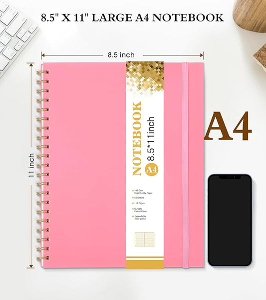UEBZFOCS Spiral Notebook Journal — 8.5×11 in (A4), Pink