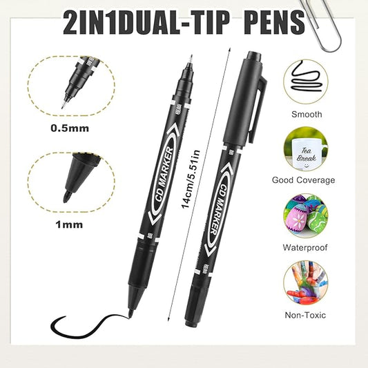Sibba 20 PCS Dual-Tip Black Drawing Pens 0.5/1mm Bold & Fine Paint Markers, Fineliner Permanent Marker Bible Journaling Writing Pens for Artist Sketch Sketching Writing Dooding Marking Signature