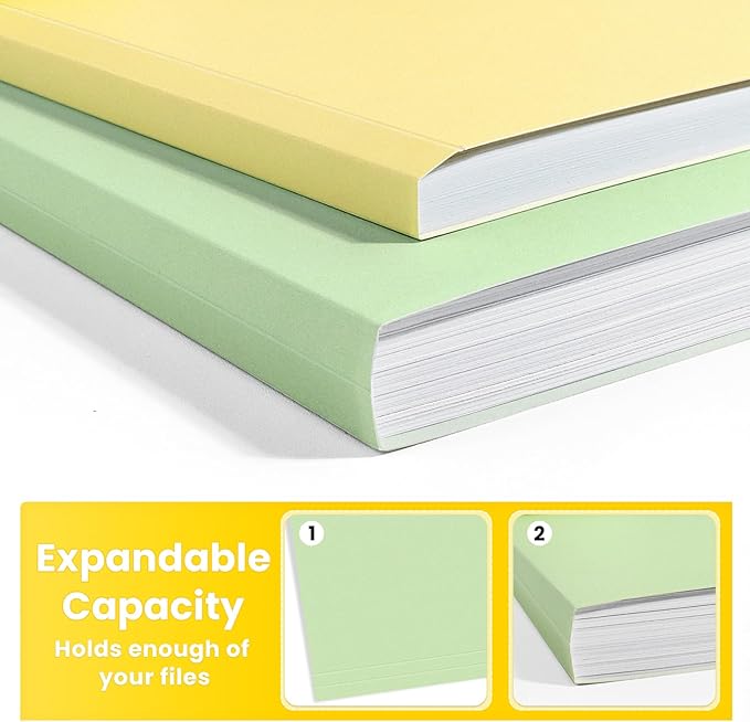 SUNEE File Folders, 100 Pack Manilla Folders 8.5 x 11, 10 Colors Folder Office Organization Home School Folders for Documents Files Paper