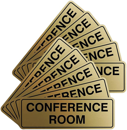 Standard Conference Room Sign - Brushed Gold - Medium 10 Pack
