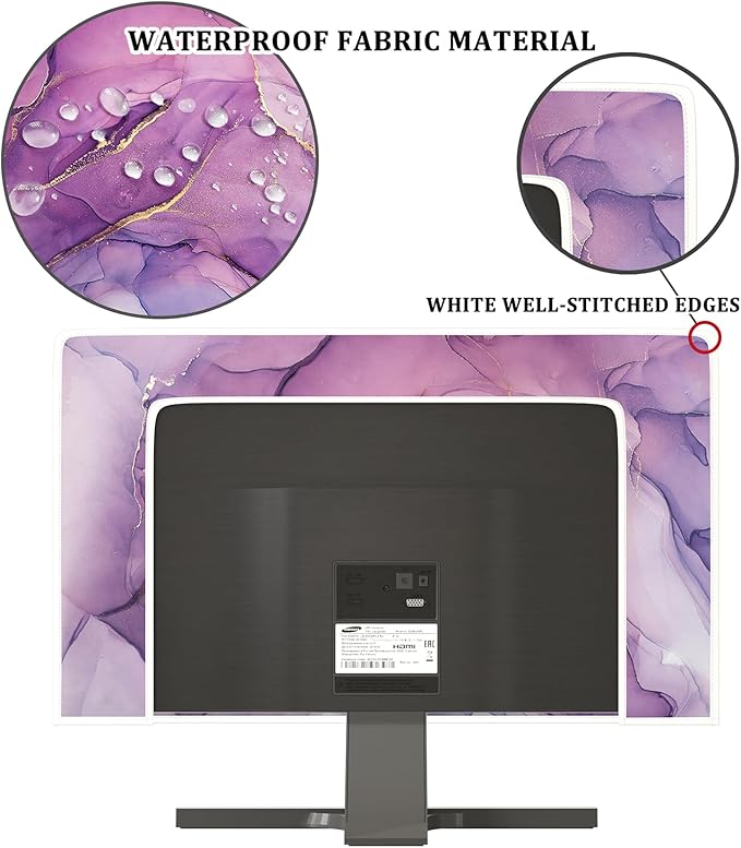 Baocicco Fashion Violet Marble Waterproof TV Dust Cover 75 Inch Anti-Static Dustproof Creative Design TV Screen Cover TV Screen Covers Sleeve Compatible with PC Desktop and TV LED LCD OLED