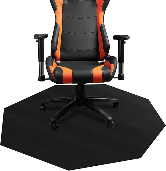 DESKU - Octagon Gaming Chair Mat, Computer and Office Chair Mat for Hard Floors, Black, 46 Inches x 49.5 Inches, Made in The USA