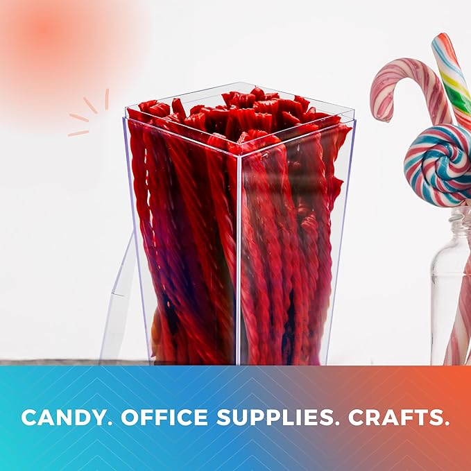 Set of 25 Acrylic Boxes with Lids, 4"Lx4"Wx8"H, Made in USA, Display Cases for Collectibles, Clear Containers for Organization and Storage