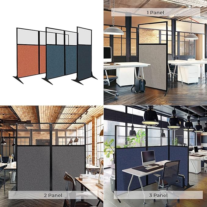 Versare Workstation Partition | Portable Wall Divider | Modern Office Cubicle | Free Standing Privacy Screen | Flexible Work Space | 33" x 70" Royal Blue Fabric Panels