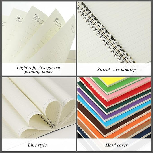 Leelosp 12 Pack Small Spiral Notebook 5 x 7 Inch Lined College Ruled Spiral Journal Wire Bound Notebook Kraft Cover, 120 Pages for Work Students Office Business (Rainbow)