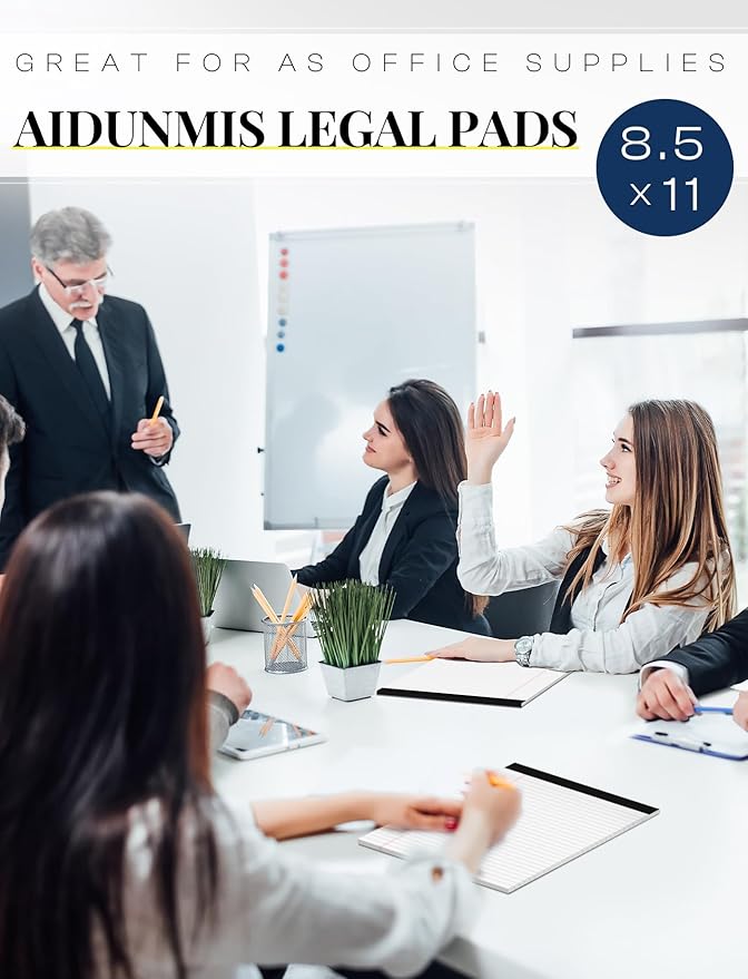 8 Pack White Legal Pads 8.5 x 11 Wide Ruled Note Pads 8.5 x 11" Legal Ruled Writing Pads for School 30 Sheets White Lined Paper Pads Notebook for Work Legal Notepads for Office Pad of Paper for Home