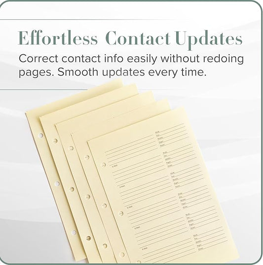Gallery Leather Address Book Correction Labels - Self-Adhesive, Sticky, 5 Sheets, 30 Sticker Records, for Easy and Clean Contact Updates
