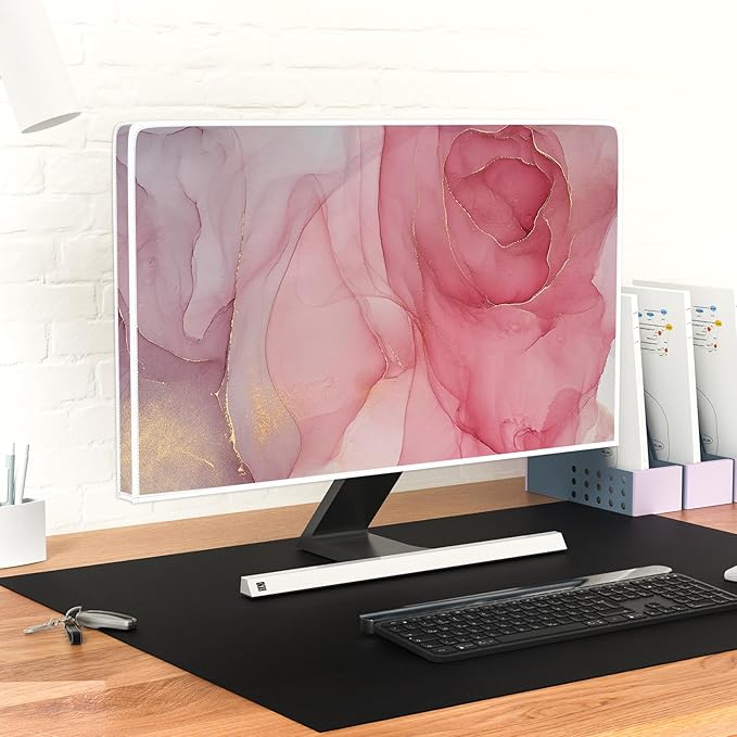 Baocicco Abstract Waterproof Television Cover with Pink Marble Design 50, 51, 52 Inch Full Body Cover for TV Screen Weatherproof Dust-Proof TV Screen Covers Sleeve Compatible with LED OLED Desktop