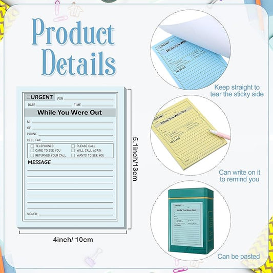 Eaasty 9 Pieces While You were Out Pads 4 x 5 Inches Assorted Colors Sticky Notes Adhesive Message Pads Urgent Notes for Work Call, Office Supplies, 40 Sheets/Pad (Light Colors)