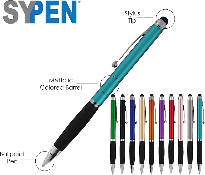 SyPen Personalized Pens With your Custom Logo or Text-300 Pack Bulk-for Businesses, Parties, and Events, 2 in 1 Ballpoint Pen & Stylus forTouchscreen Devices, Rose Gold Barrel, Black Ink