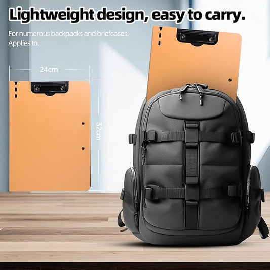 FRETONBA Clipboard Folder, A4 Foldable Clipboard with Horizontal and Vertical Double Metal Clips, 360 Degree Foldable Binder Clipboards with Pen Holder, File Cover Work Folder Clipboards, Orange