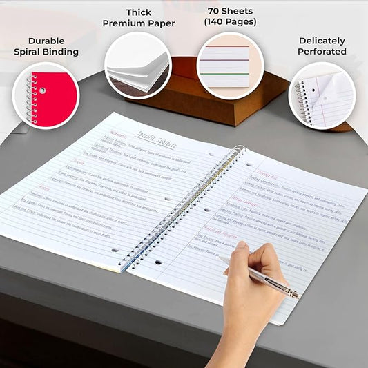 Rosmonde 5000 Packs (Pallet) 1 Subject Notebooks, Spiral Notebook Bulk, College Ruled, 70 Sheets (140 pages), 8 x 10-1/2", Bulk Spiral Notebooks for School Districts & Office, 4-7 Days Transit