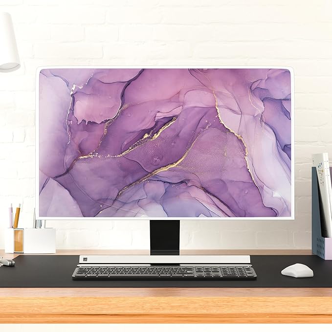 Baocicco Fashion Violet Marble Waterproof TV Dust Cover 40, 41, 42，43 Inch Anti-Static Dustproof Creative Design TV Screen Cover TV Screen Covers Sleeve Compatible with PC Desktop and TV LED LCD OLED