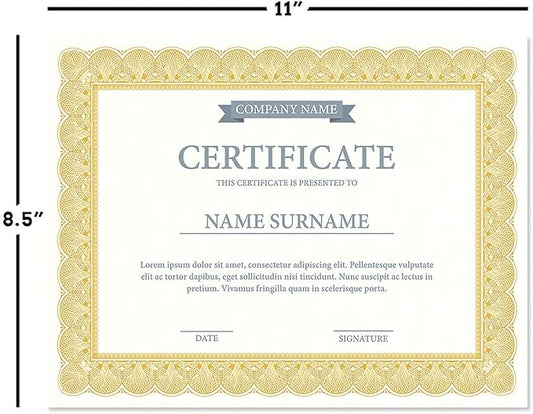 Elite Gold & White Parchment Certificate Papers - Pack of 25, NOT FOIL, Laser & Inkjet Printer Compatible, for Office, Business Awards, Graduation, School Diplomas, 8-1/2" x 11" on 60 lb. Text Stock