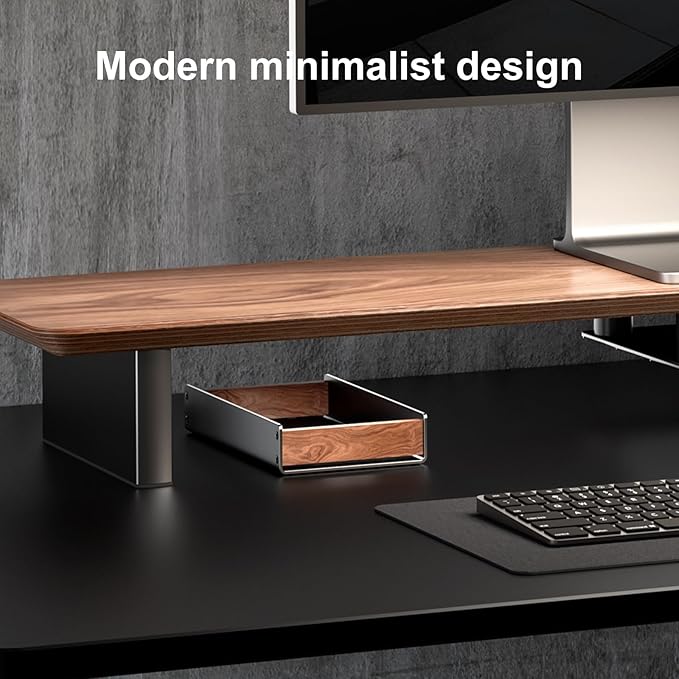UPERGO Walnut Desk Tray Organizer with Drawer