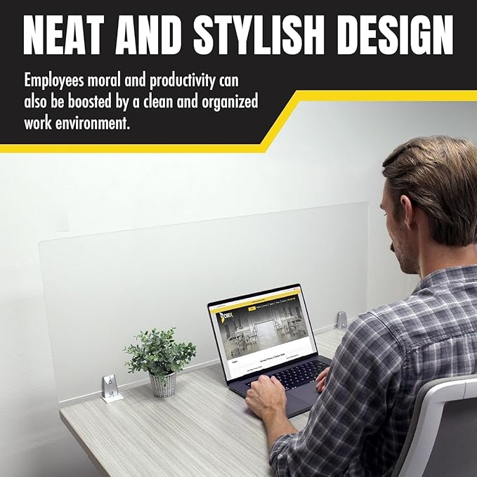 OBEX Clear Acrylic Desk Mounted Privacy Panel, 12" x 30", Clear