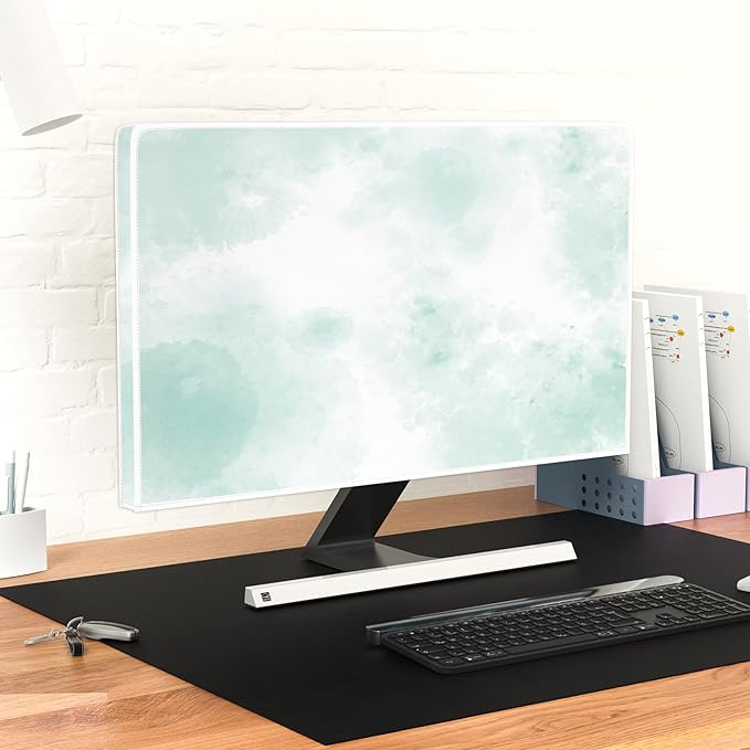 Baocicco Abstract Watercolor Waterproof TV Display Screen Cover 70 Inch Cyan Marble Dip Dyeing Dust Proof TV Covers for Television Screen Anti-Static Dustproof Protective，Mint Green