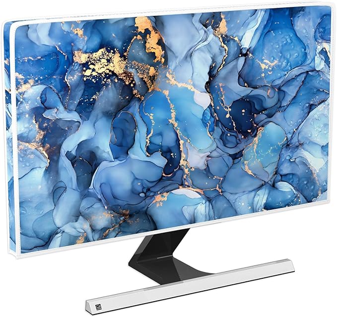 Baocicco Navy Blue Gold Marble Waterproof TV Dust Cover 70 Inch Creative Texture Grain Television Screen Cover Abstract TV Display Protectors Protective LED LCD OLED TVs Dust-Proof