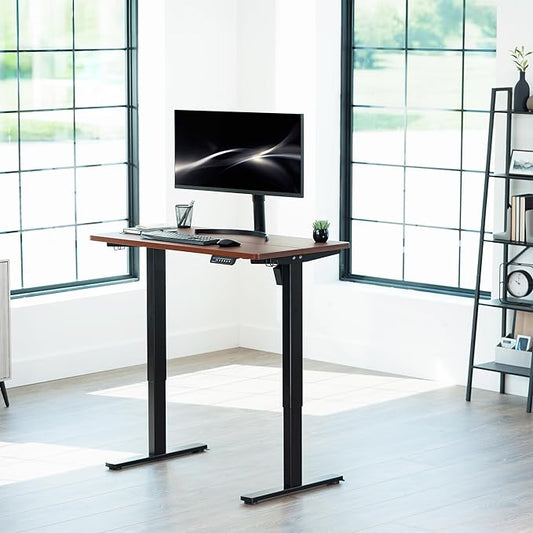 VIVO Electric 43 x 24 in Standing Desk, Memory Height Adjustment, 1B Series, Holds 220 lbs, Dark Walnut Top, Black Frame, DESK-1B4D