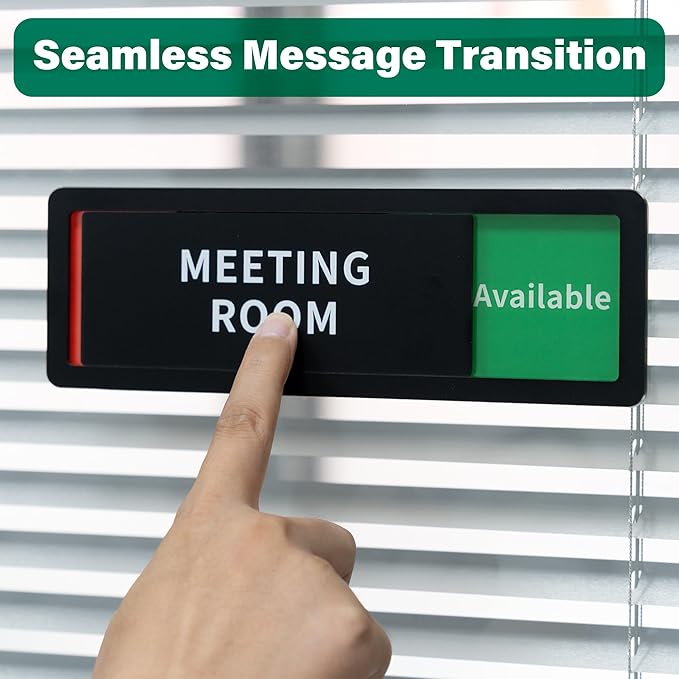Office Room Door Sign Do Not Disturb,Versatile In-Use/Available Slider Sign for Office Home, Meeting Vacant Occupied Privacy Room Sign,Frosted Black 8" x 2.6"