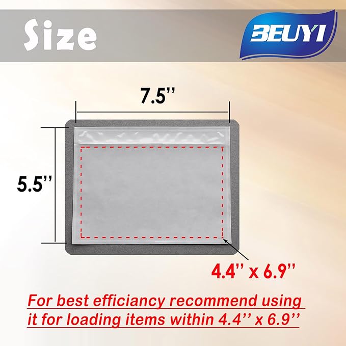 BEUYI Clear 7.5'' x 5.5'' Packing List Envelopes, Adhesive Shipping Label Pouch/Sleeve (100 Pack)